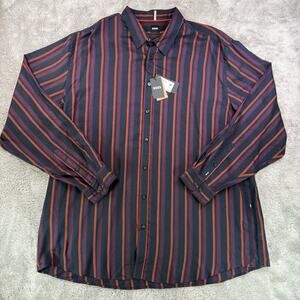 Hugo Boss Men's 3XL Liam Kent Striped Button-Up Shirt Blue Red Purple NWT $138